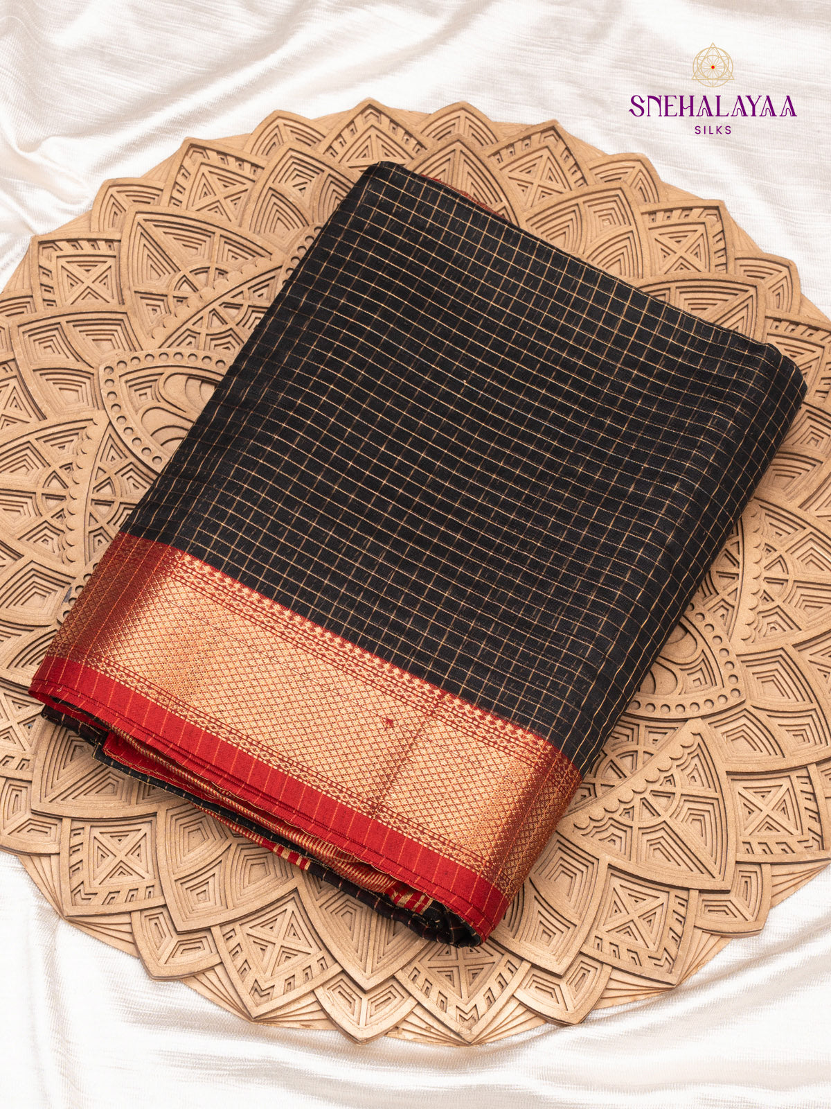 Black Maheshwari Silk Cotton Saree